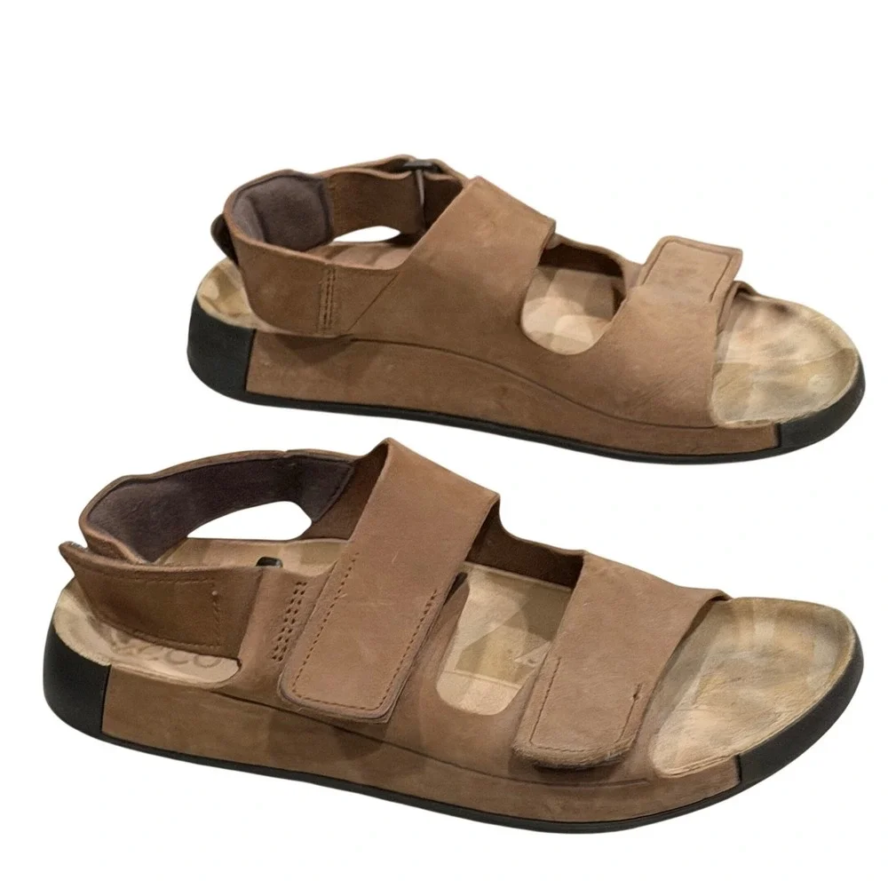 ECCO‎ Cozmo Nubuck Two Strap Sandal Mens 5-5.5 EU 39 Adjustable Comfort Outdoors